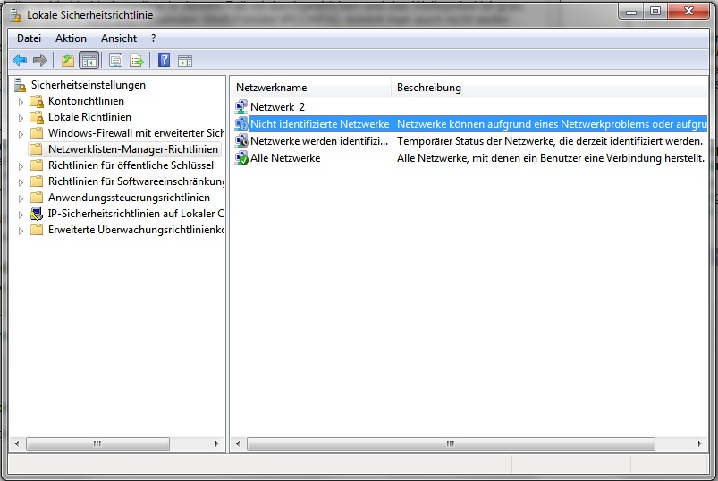Windows 7 - Netzwerk-Richtlinien-Manager
